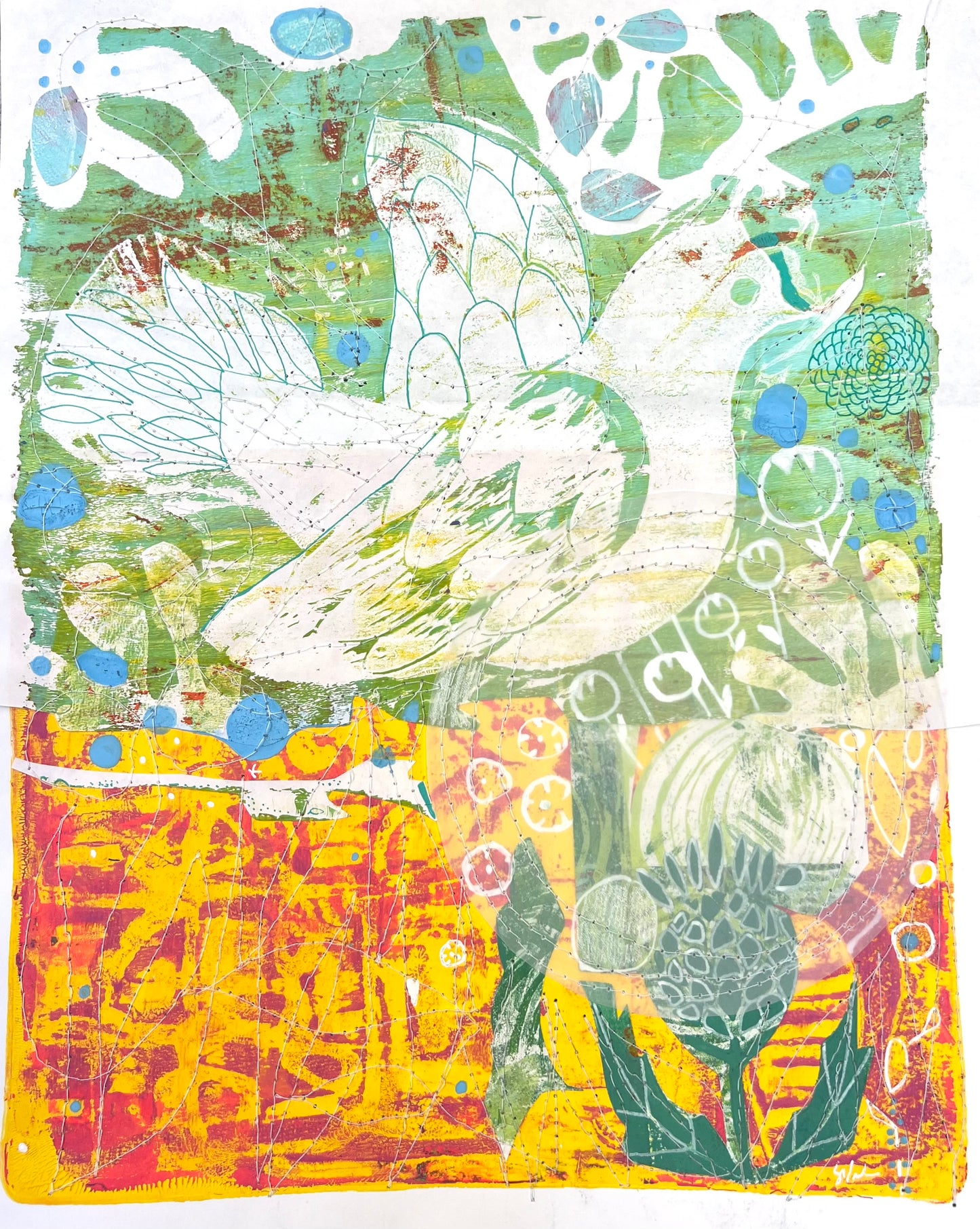 Nesting on the Moon Thistle 16x20