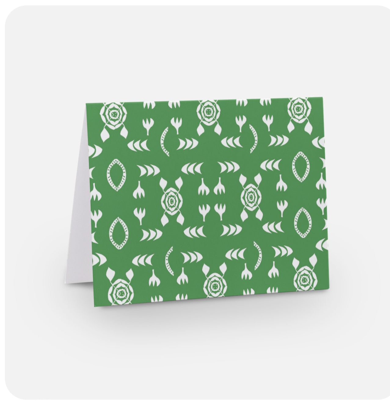Note cards, set of 6, green pattern