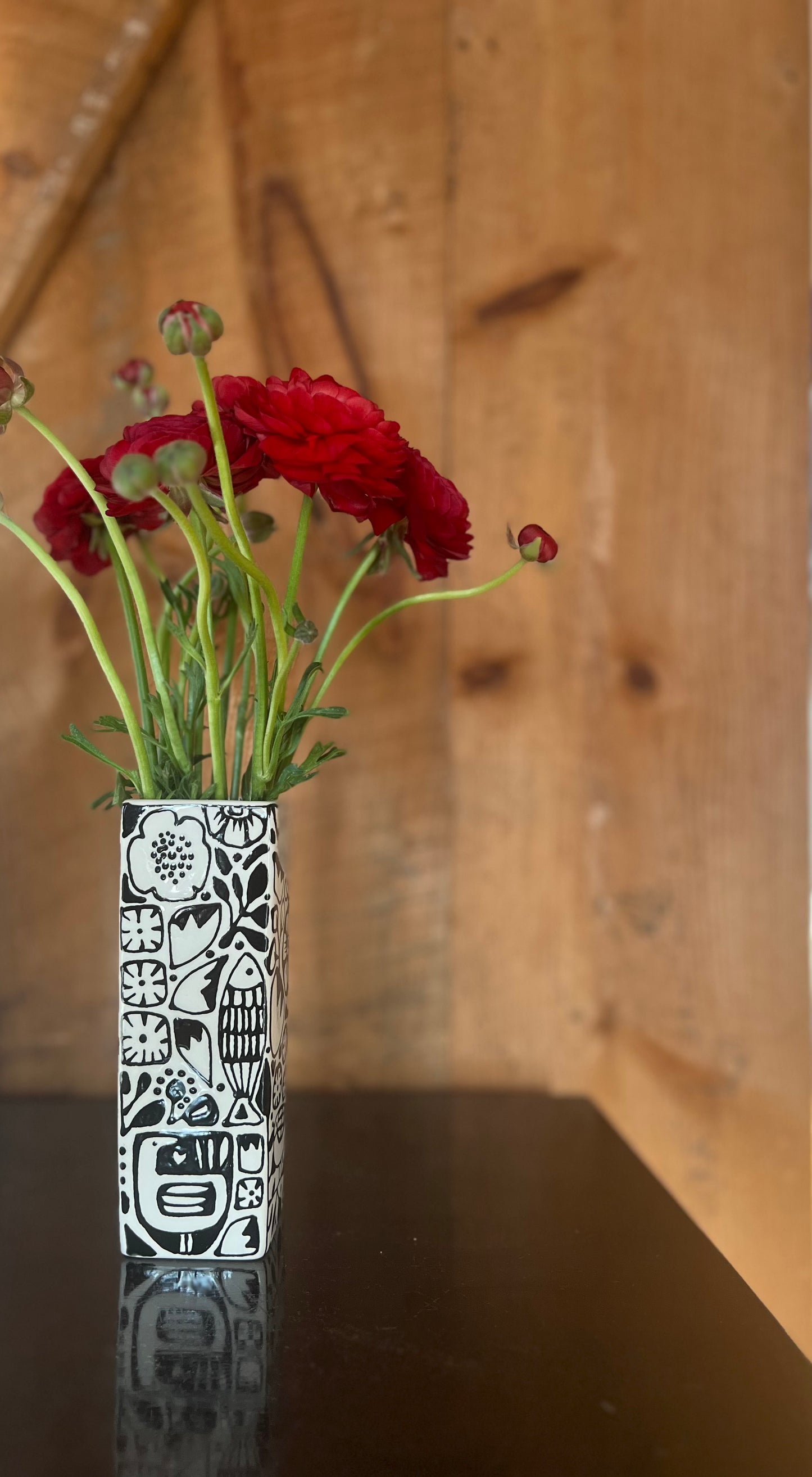 Rectangular bud vase, tall 6”