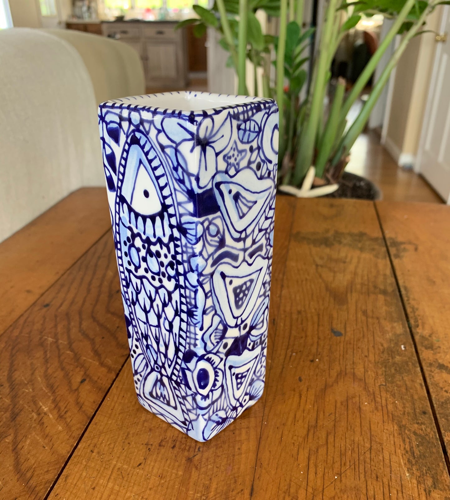 Rectangular bud vase, tall 6”