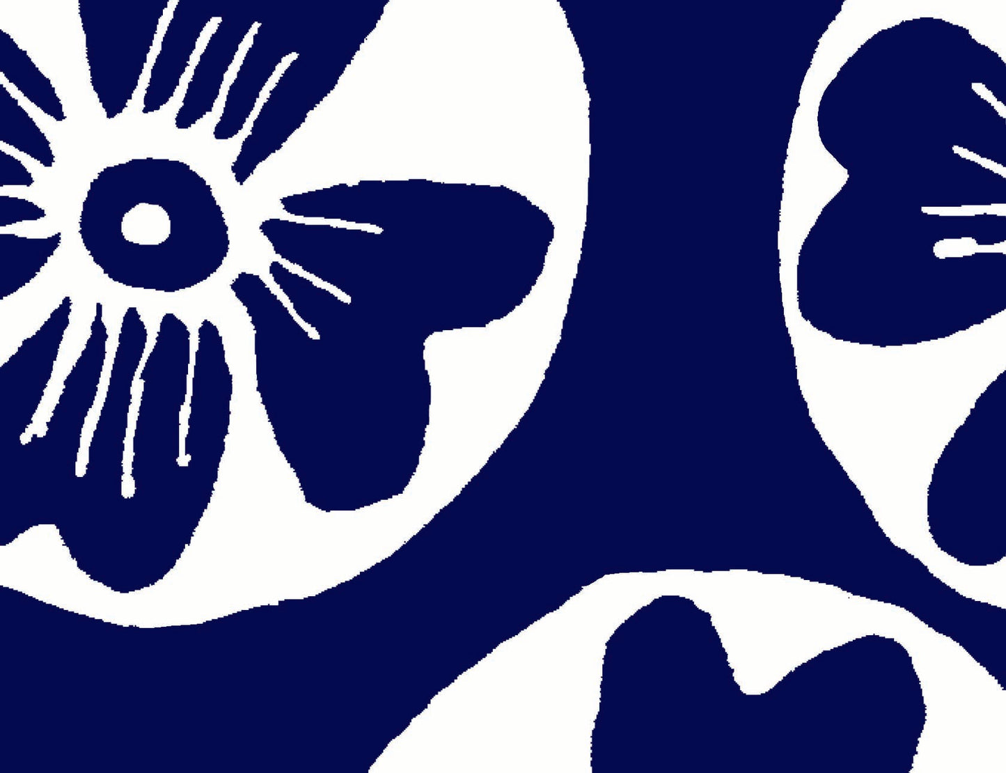 Note cards, set of 6, white flower circle on navy