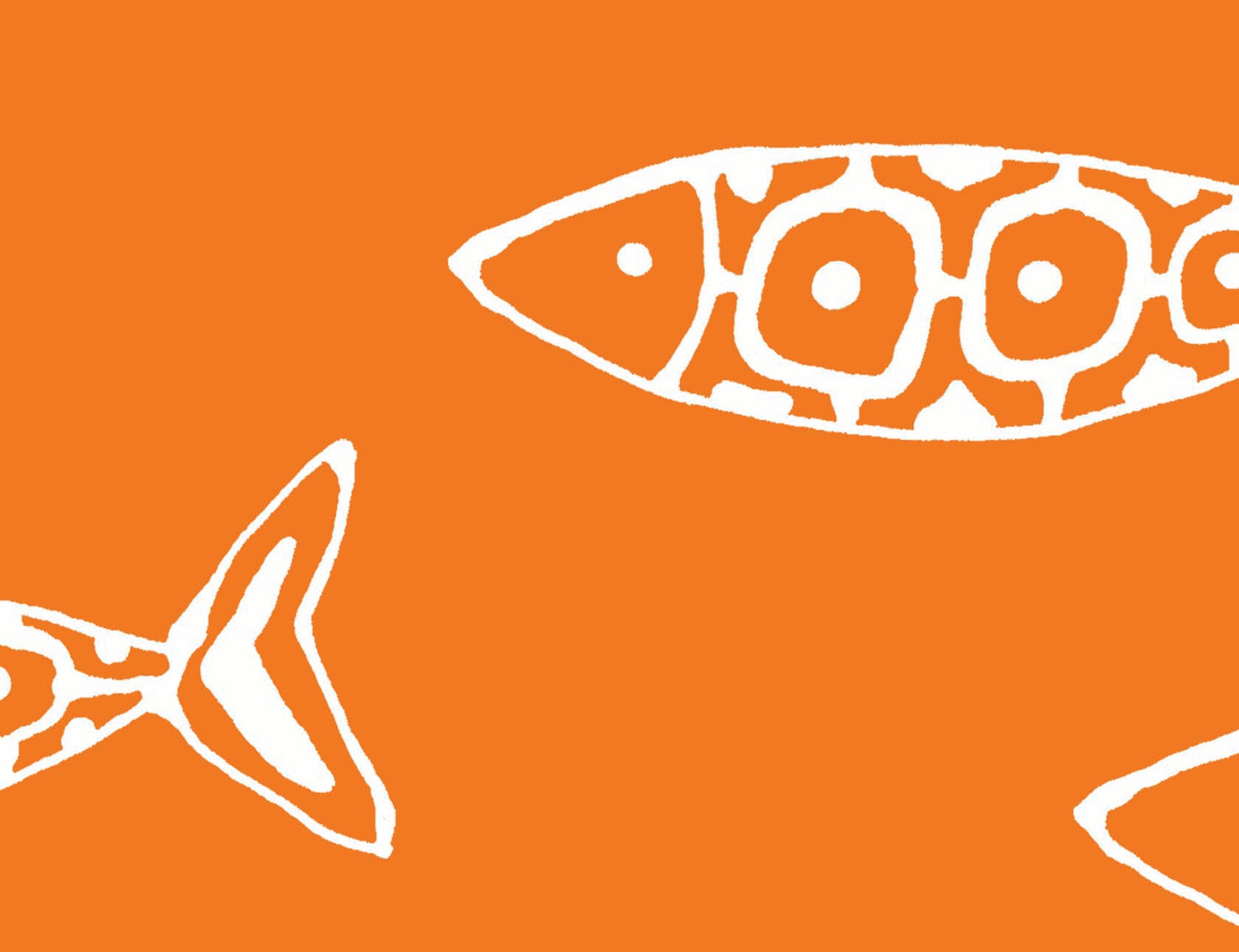Note cards, set of 6. fish on orange