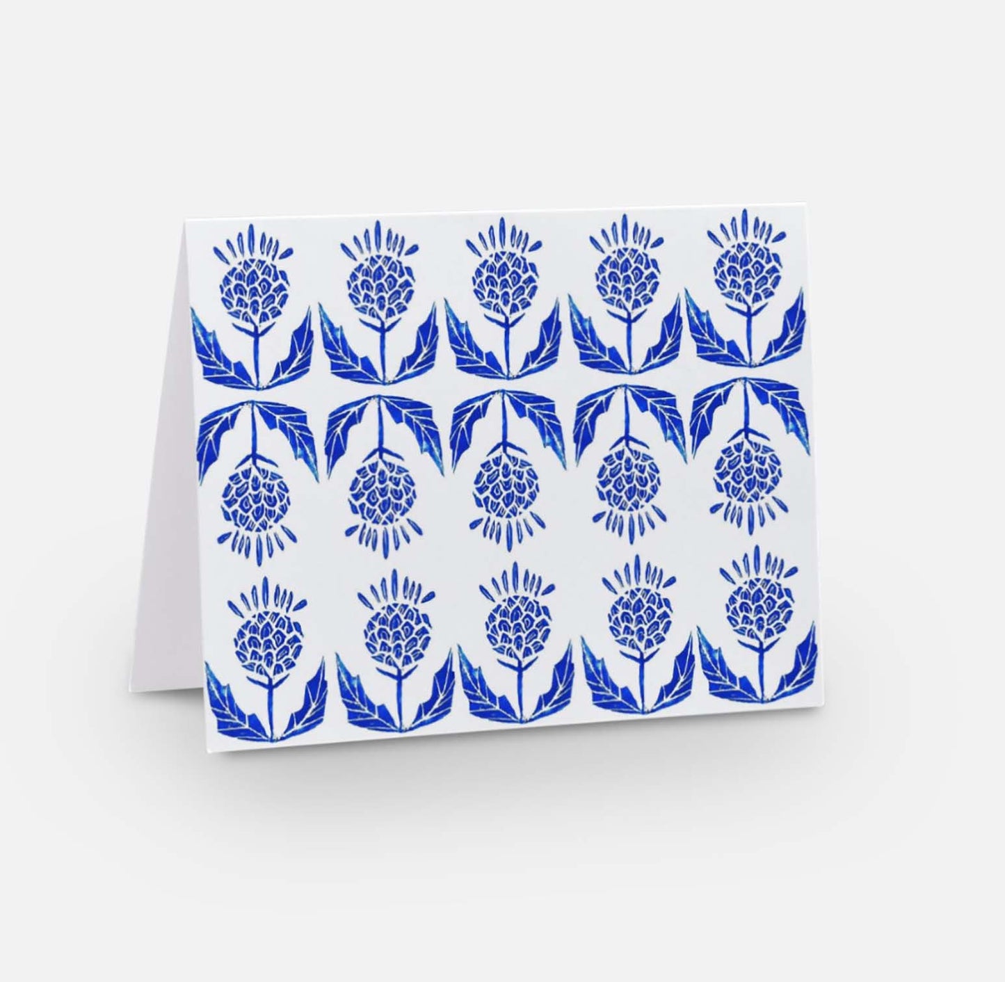 Note cards, set of 6, Thistle Block Print