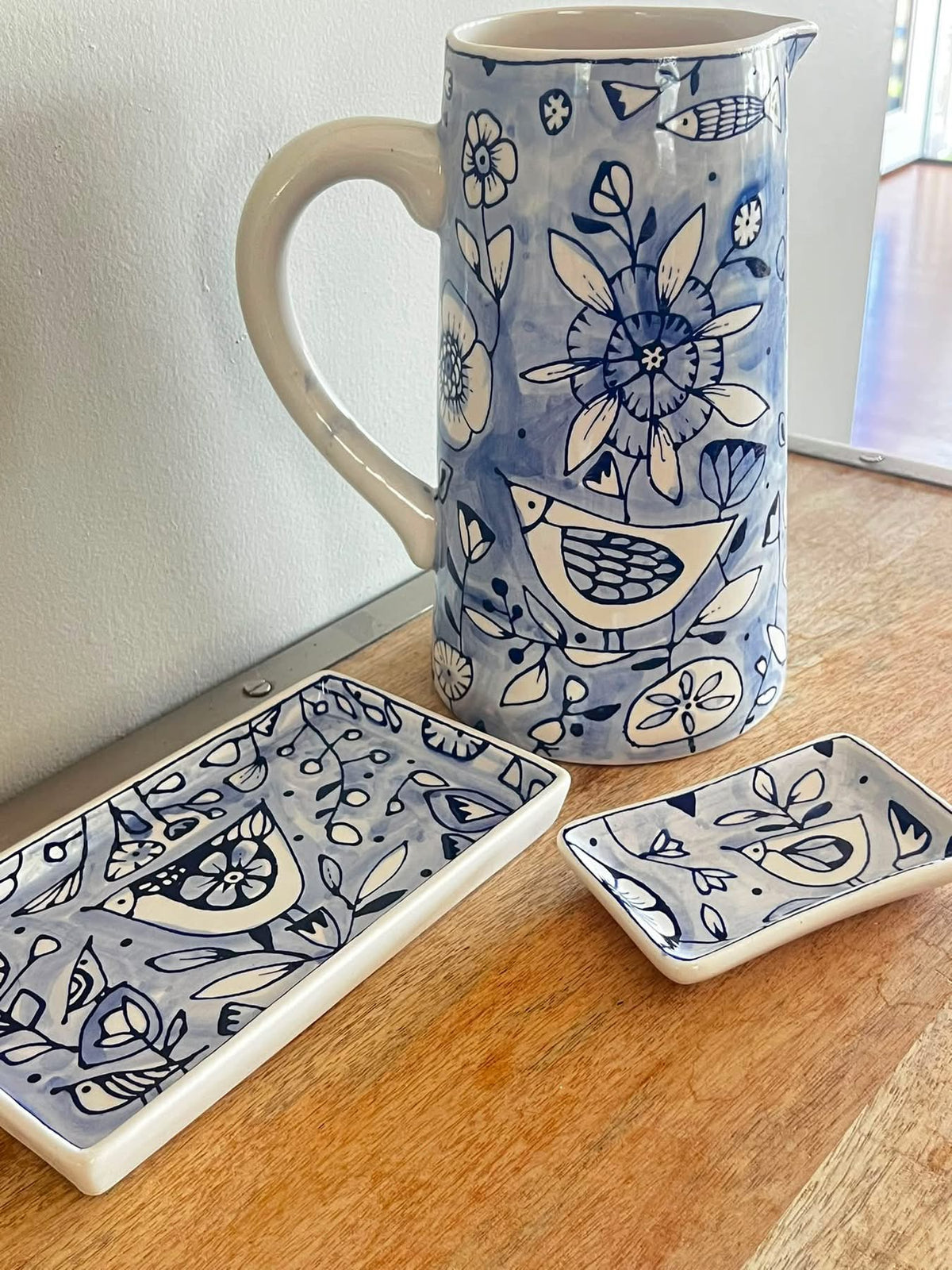 Pitcher/ large vase 10” (all over design)