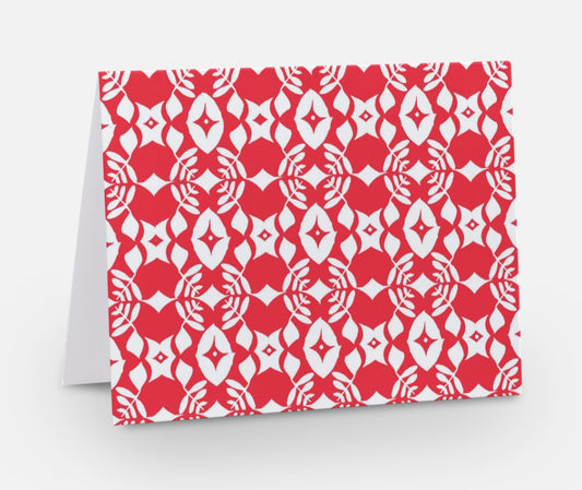 Note cards, set of 6, red pattern