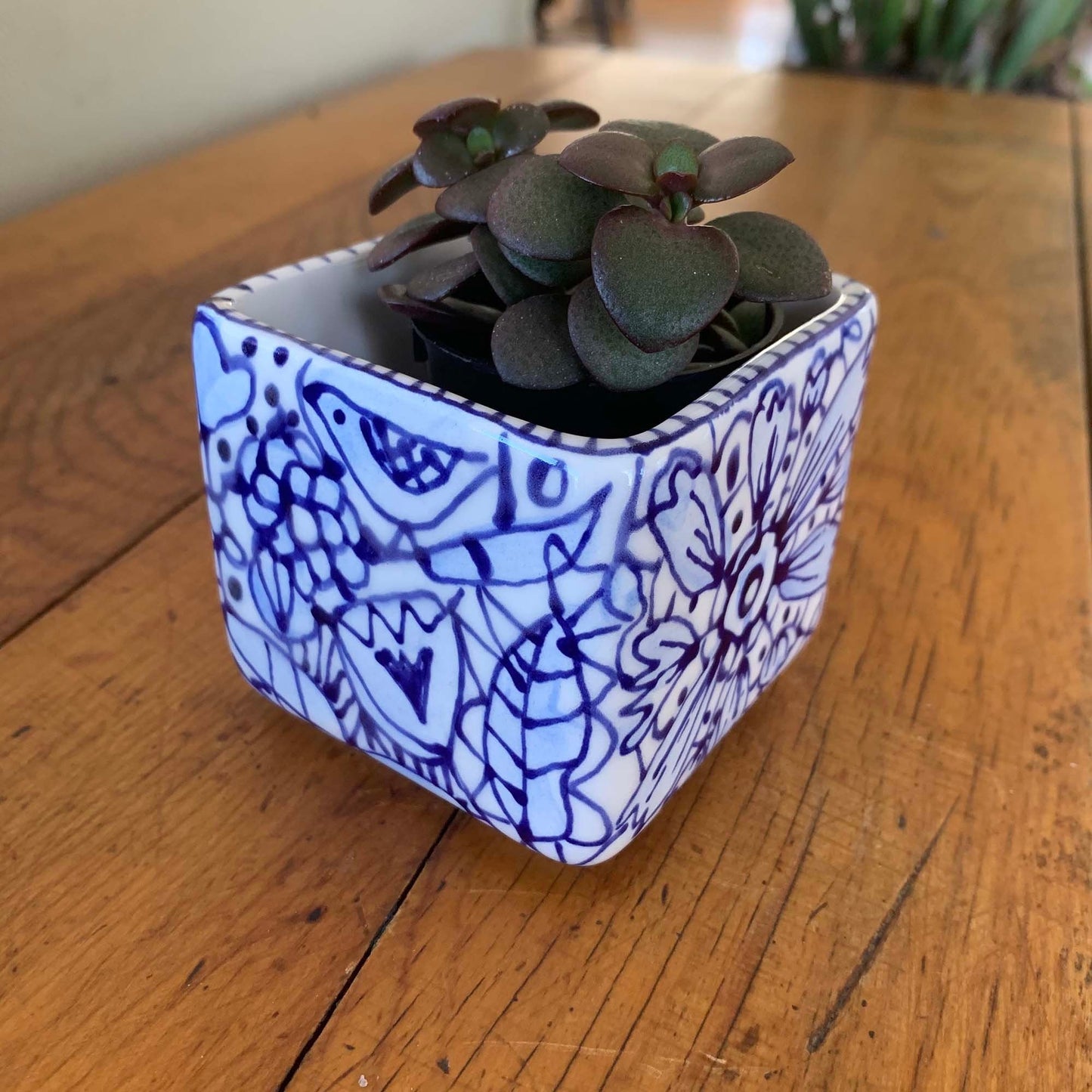 3 square plant pots Small square planter. 3" Hand painted. Additional colors available. Design may vary as each piece is one of a kind. – Stephanie Krauss Verdun